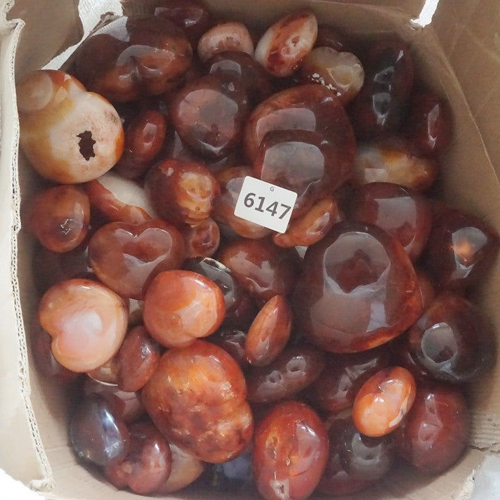 5KG 11LB 20Pcs Natural Red Carnelian Agate Quartz Crystal Heart Carved Healing