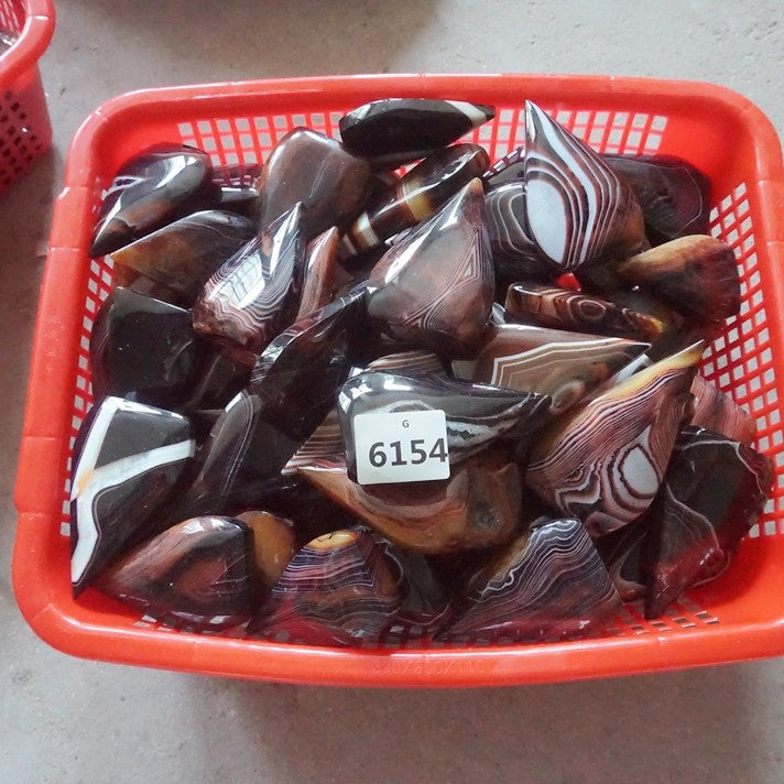 20Pcs 6.6LB Natural Banded Carnelian Agate Crystal Flame Point Carved Healing