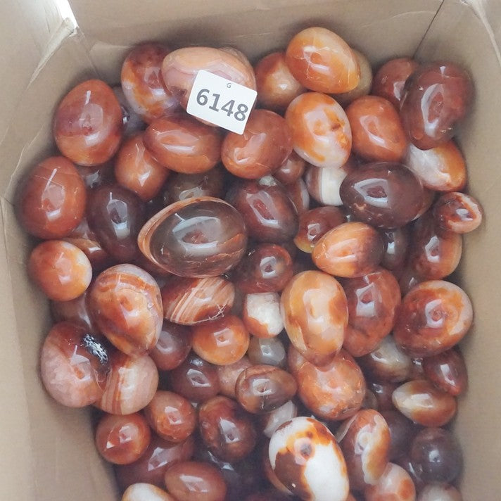 5KG 11LB 30Pcs Natural Red Carnelian Agate Quartz Crystal Egg Carved Polished Healing