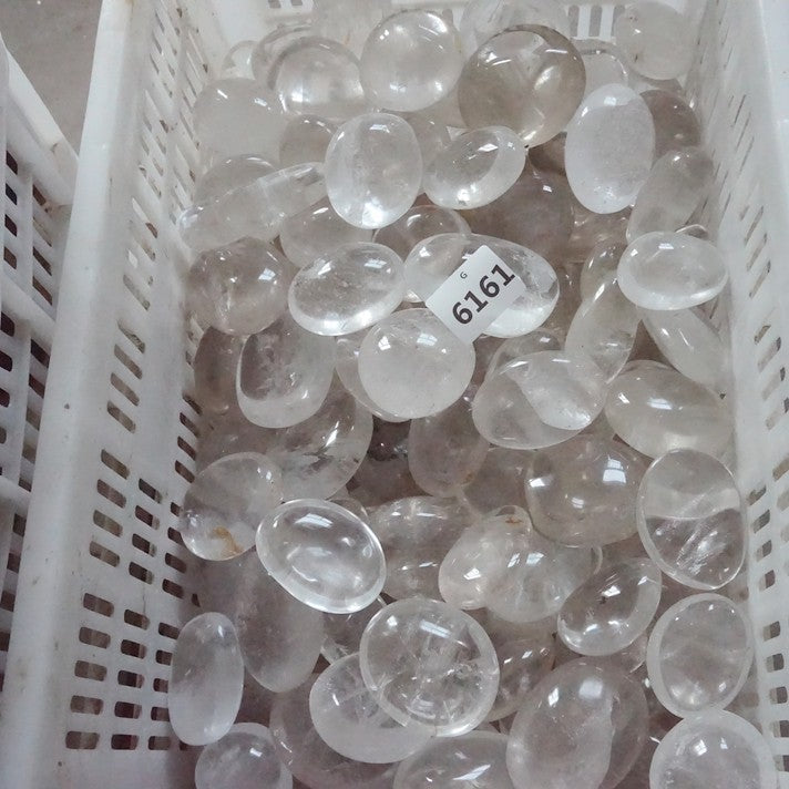 11LB 40Pcs Natural White Clear Quartz Crystal Palm Tumbeld Stone Healing