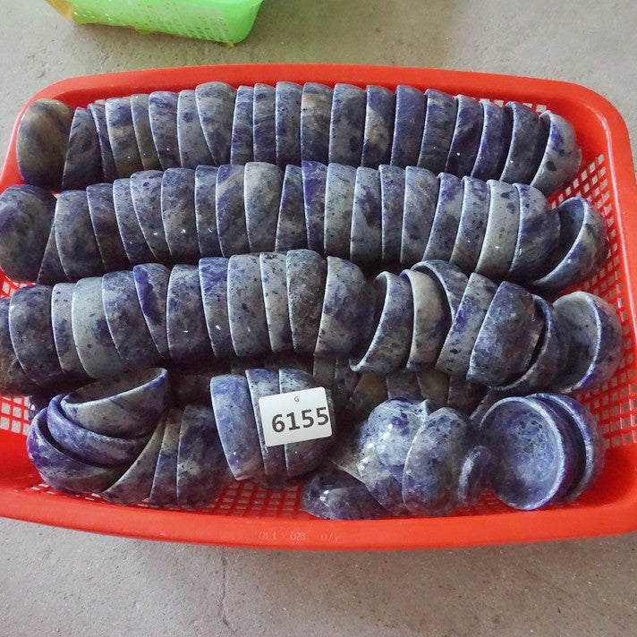 10Pcs 3.3LB Natural Blue Sodalite Stone Quartz Crystal Bowl Carving Healing wholesales