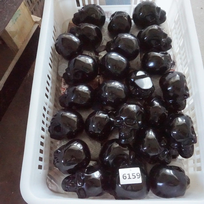 10Pcs 11LB Natural Black Obsidian Quartz Crystal Skull Head Carving Healing 10cm