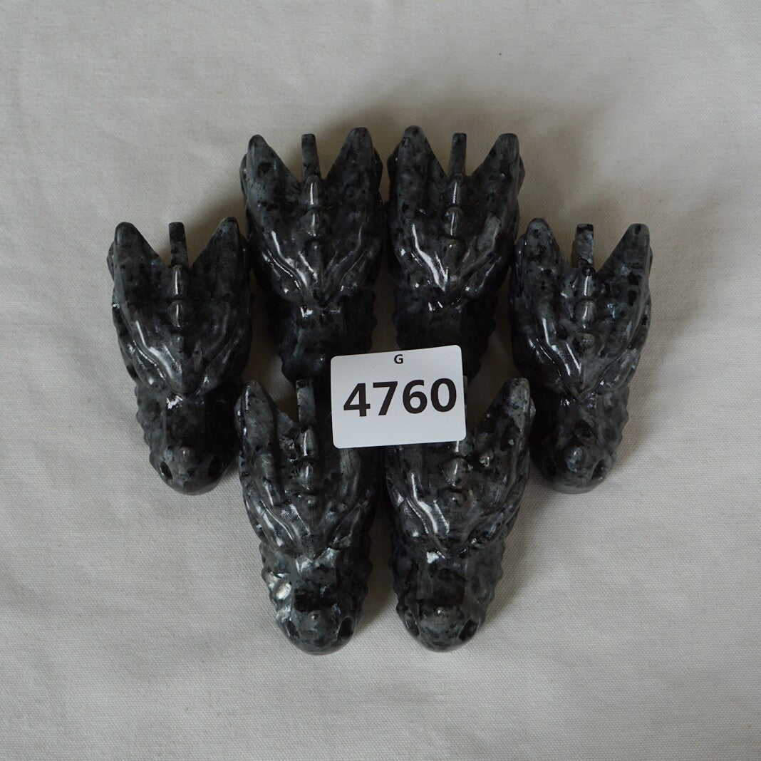 10Pcs 1.8KG 4LB Natural Flashy Larvikite Labradorite Crystal Dragon Head Carving 8cm