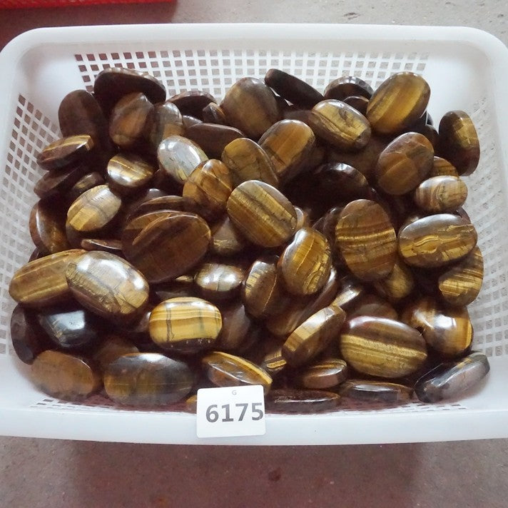 4.4LB 34Pcs Natural Yellow Tiger Eye Quartz Crystal Palm Tumbled Stones Healing Bulk