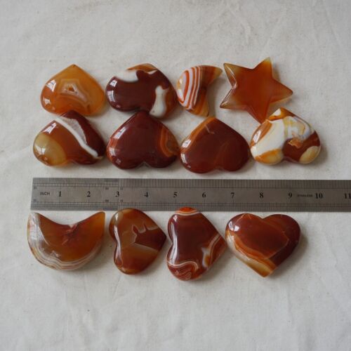 4.4LB 2KG 24Pcs Red Sardonyx Carnelian Agate Crystal Heart Star Moon Heart Healing