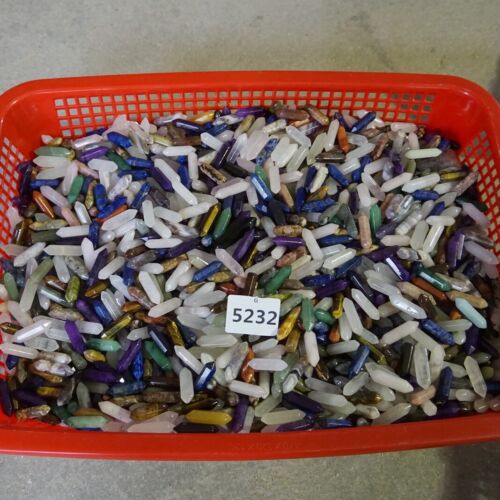 2KG 4.4LB 520Pcs Tiny Quartz Crystal Jasper Double Point Wand Mixed Stones Tumbled Healing