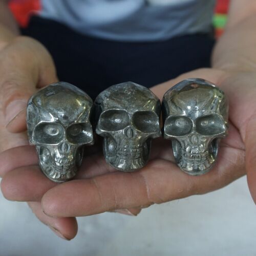 50Pcs 6.5kg 14.3LB Natural Golden PYRITE Crystal Skull Fool's Gold Africa Wholesale Lot .