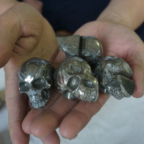 50Pcs 6.5kg 14.3LB Natural Golden PYRITE Crystal Skull Fool's Gold Africa Wholesale Lot .