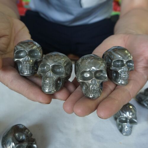 50Pcs 6.5kg 14.3LB Natural Golden PYRITE Crystal Skull Fool's Gold Africa Wholesale Lot .