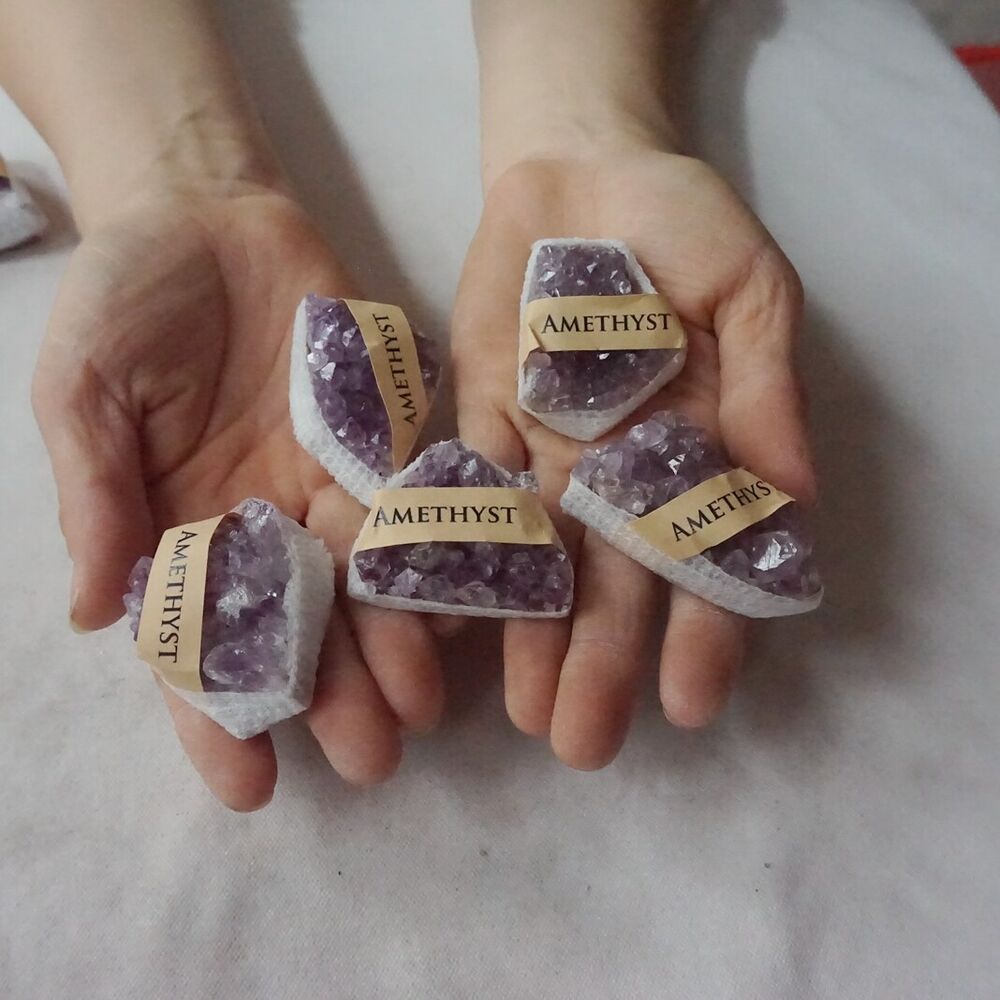 5 Boxes,60Pcs Raw Natural Purple Amethyst Quartz Crystal Cluster Points Brazil.Wholesales Lot.