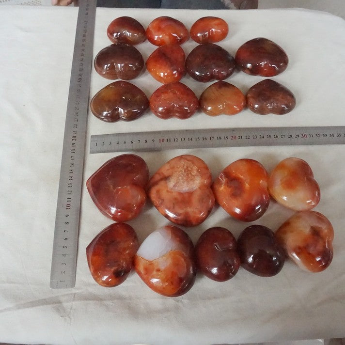 5KG 11LB 20Pcs Natural Red Carnelian Agate Quartz Crystal Heart Carved Healing