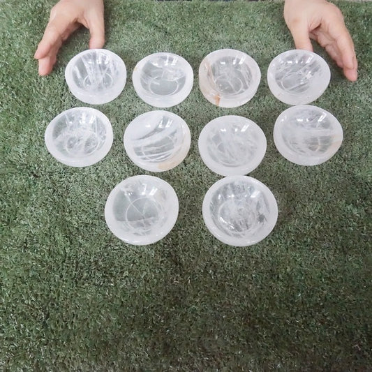 10Pcs 4.6LB Natural White Clear Quartz Crystal Bowl Carving Healing Wholesales