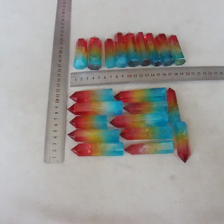 40Pcs 2KG 4.4LB Aqua Aura Rainbow Quartz Crystal Point Tower Titanium Coating Healing