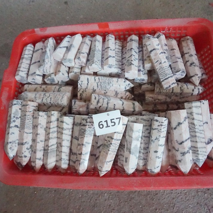4.4LB 2kg 25Pcs Natural Pink Zebra Rock Jasper Crystal Point Tower Healing Sinkiang