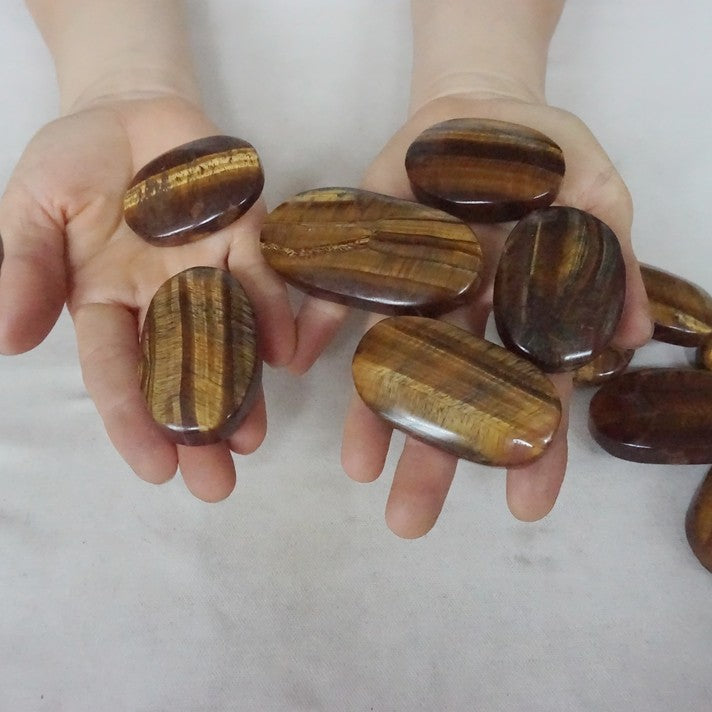 4.4LB 34Pcs Natural Yellow Tiger Eye Quartz Crystal Palm Tumbled Stones Healing Bulk