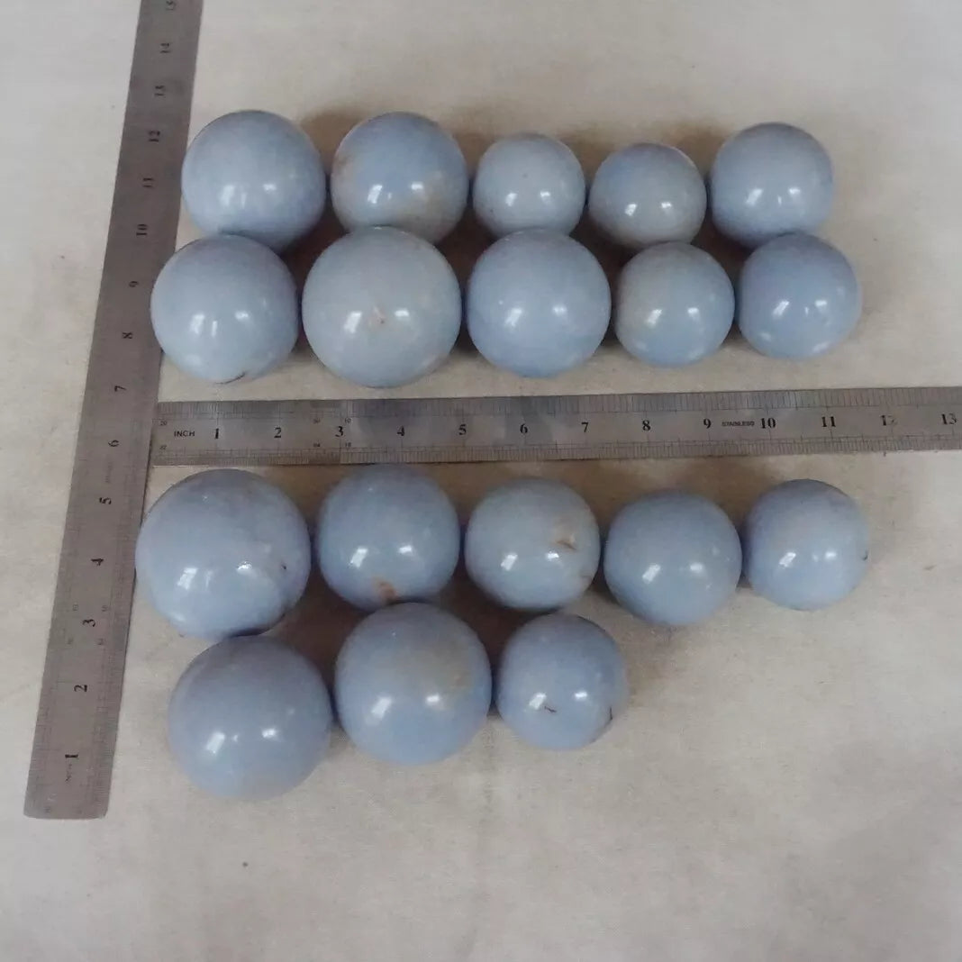 5KG 11LB 18Pcs Natural Blue Angelite Gem Crystal Sphere Ball Healing Wholesales Lot