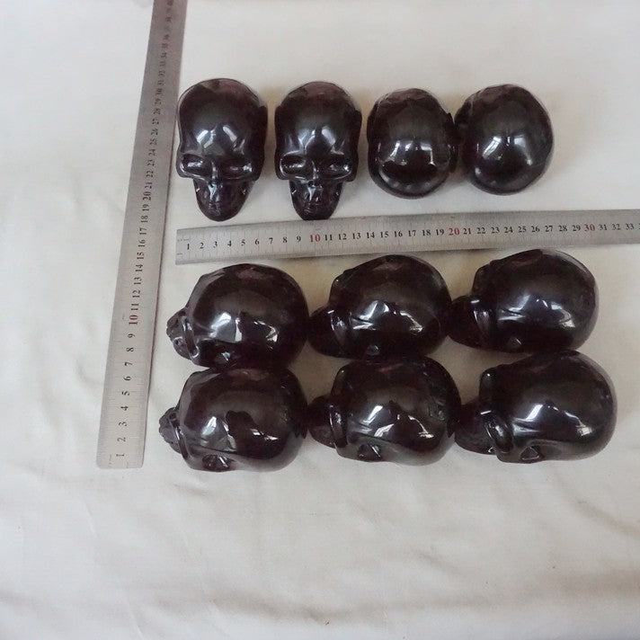 10Pcs 11LB Natural Black Obsidian Quartz Crystal Skull Head Carving Healing 10cm