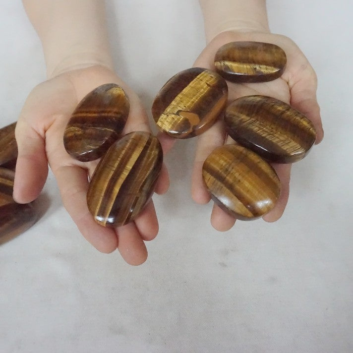 4.4LB 34Pcs Natural Yellow Tiger Eye Quartz Crystal Palm Tumbled Stones Healing Bulk