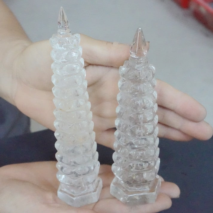 10Pcs Cute Natural Clear Quartz Crystal Point wenchang Tower Pagoda Healing