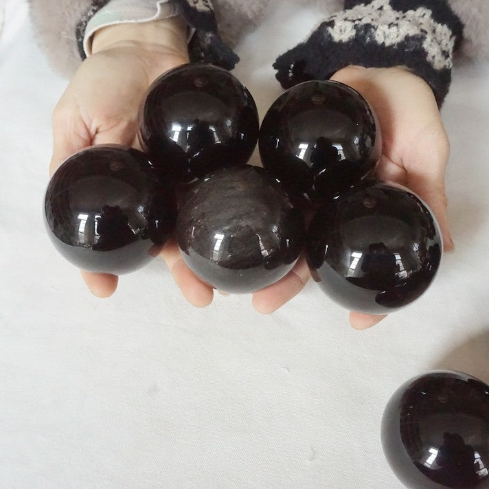 17Pcs 5KG 11LB Natural Obsidian Quartz Crystal Sphere Ball Polished Healing 55-63mm