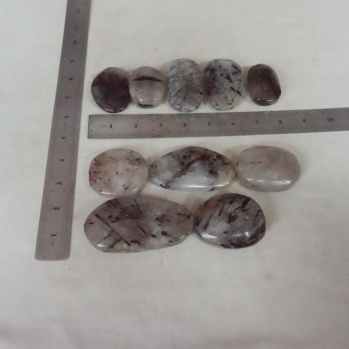 2KG 4.4LB 20Pcs Natural Black Hair Tourmaline Quartz Crystal Palm Stone Healing Wholesales
