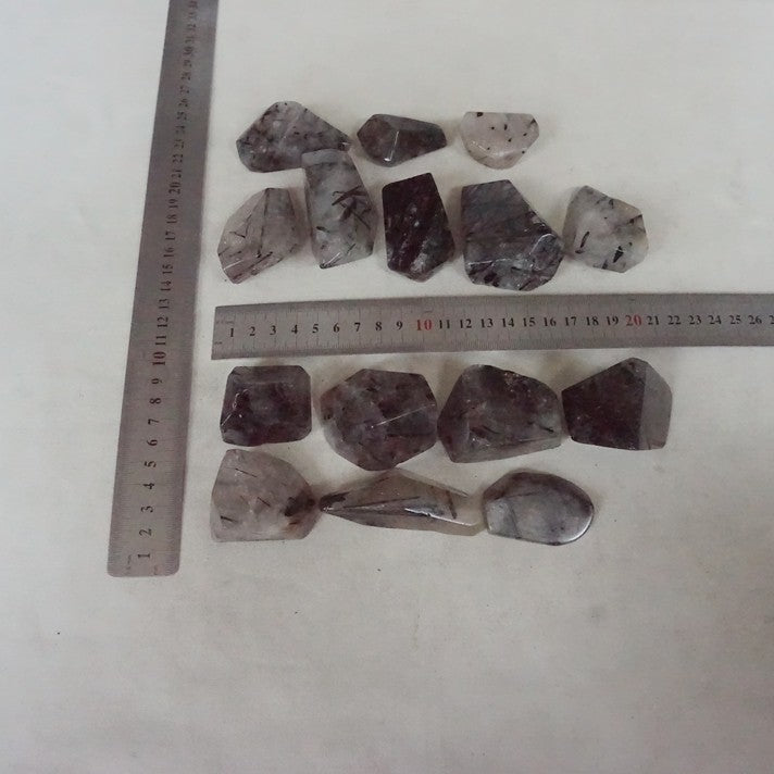 2KG  4.4LB 30Pcs Natural Black Hair Tourmaline Quartz Crystal Stone Tumbled Healing Bulk