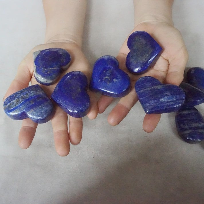 24 Pcs 2KG 4.4LB Natural Lapis Lazuli & Pyrite Crystal Palm Stone and Heart Carved Healing