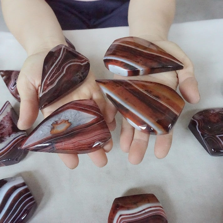 20Pcs 6.6LB Natural Banded Carnelian Agate Crystal Flame Point Carved Healing