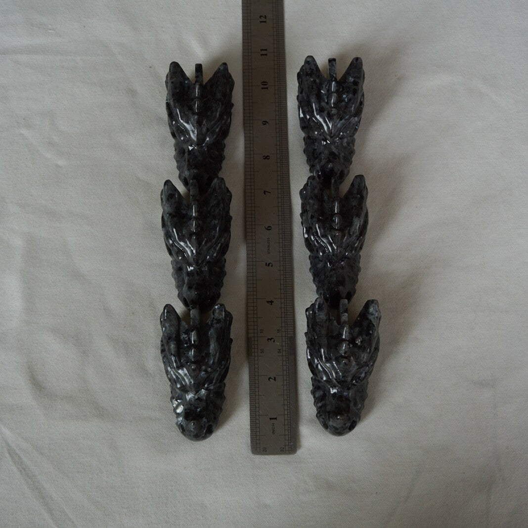 10Pcs 1.8KG 4LB Natural Flashy Larvikite Labradorite Crystal Dragon Head Carving 8cm