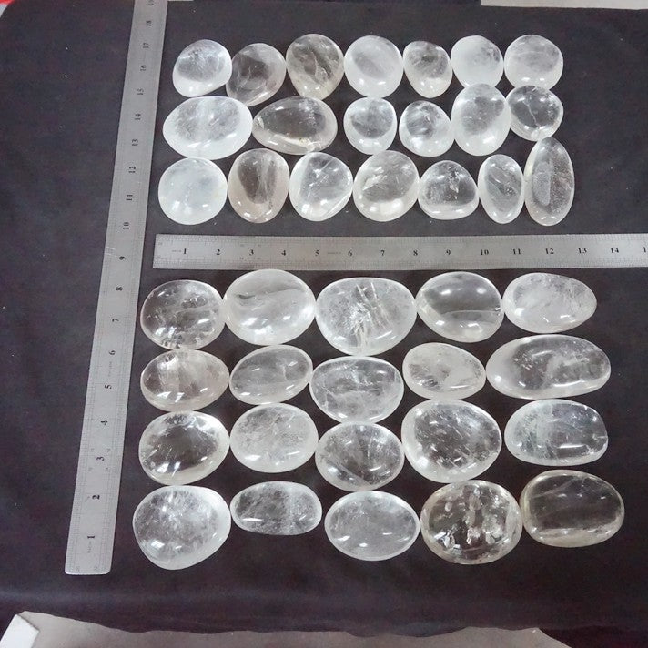 11LB 40Pcs Natural White Clear Quartz Crystal Palm Tumbeld Stone Healing