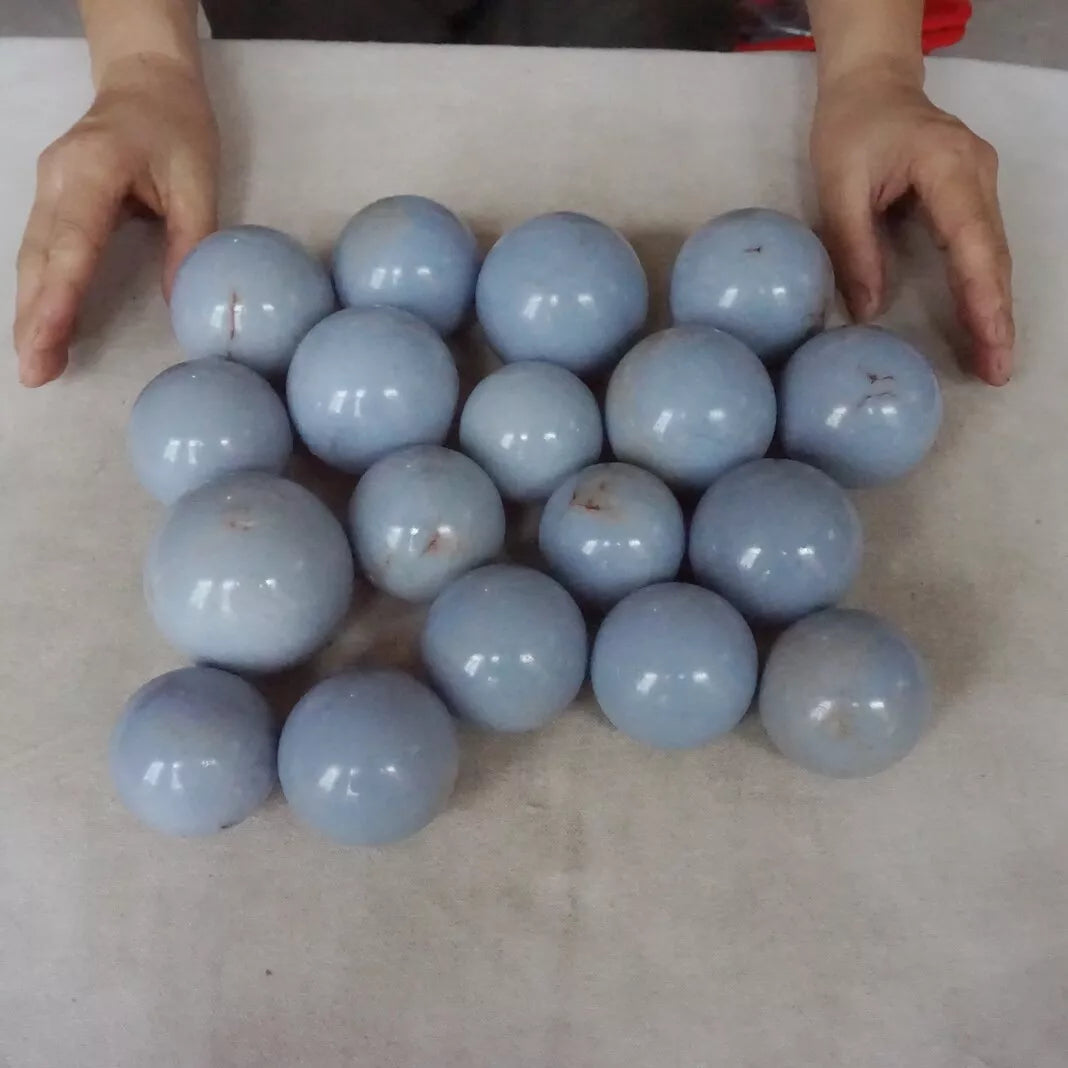 5KG 11LB 18Pcs Natural Blue Angelite Gem Crystal Sphere Ball Healing Wholesales Lot