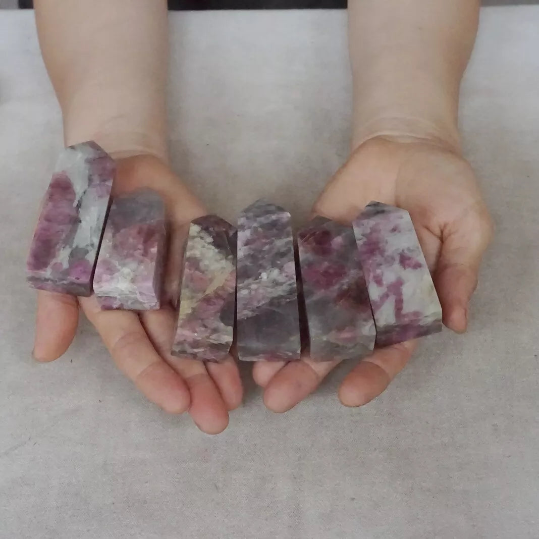 2KG,4.4LB 22Pcs Natural Red Tourmaline Quartz Crystal Points Tower Obelisk Healing,Wholesales Lot.