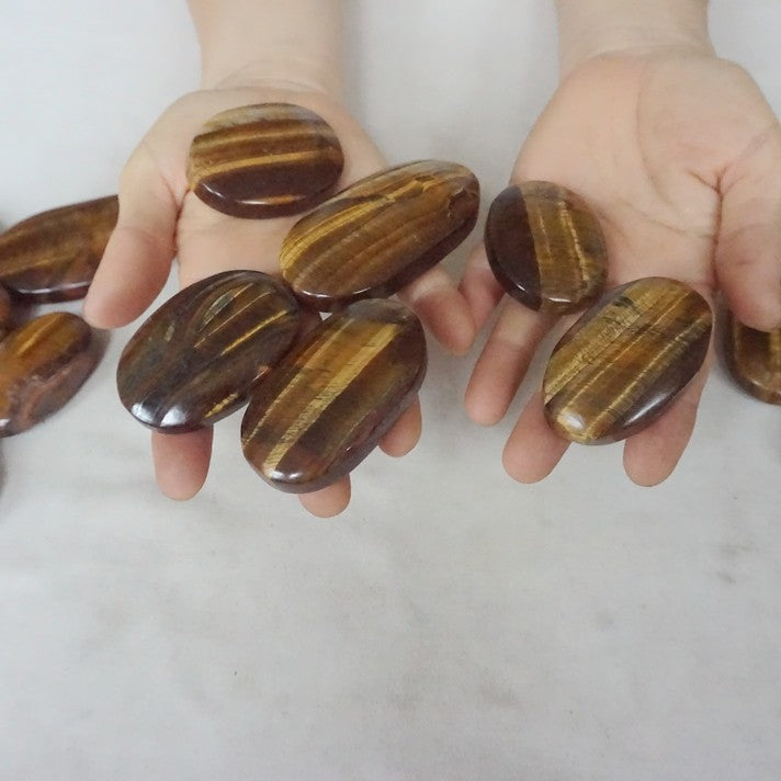 4.4LB 34Pcs Natural Yellow Tiger Eye Quartz Crystal Palm Tumbled Stones Healing Bulk