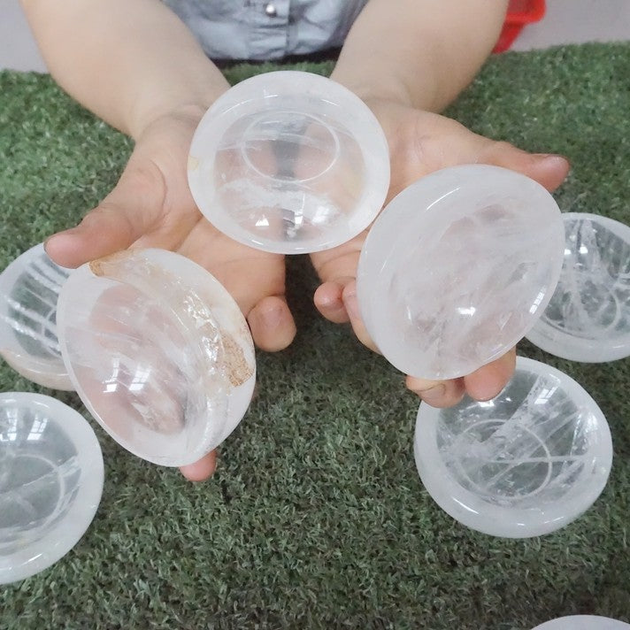 10Pcs 4.6LB Natural White Clear Quartz Crystal Bowl Carving Healing Wholesales
