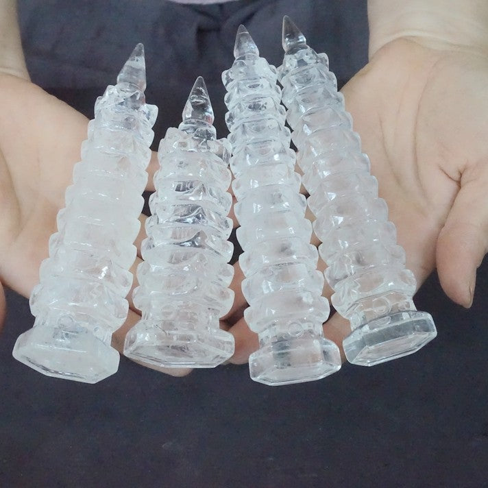 10Pcs Cute Natural Clear Quartz Crystal Point wenchang Tower Pagoda Healing