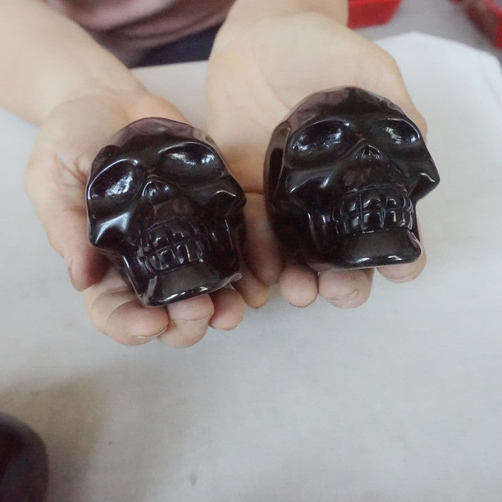 6.8LB 10Pcs Natural Black Obsidian Quartz Crystal Skull Head Carving Healing 8cm