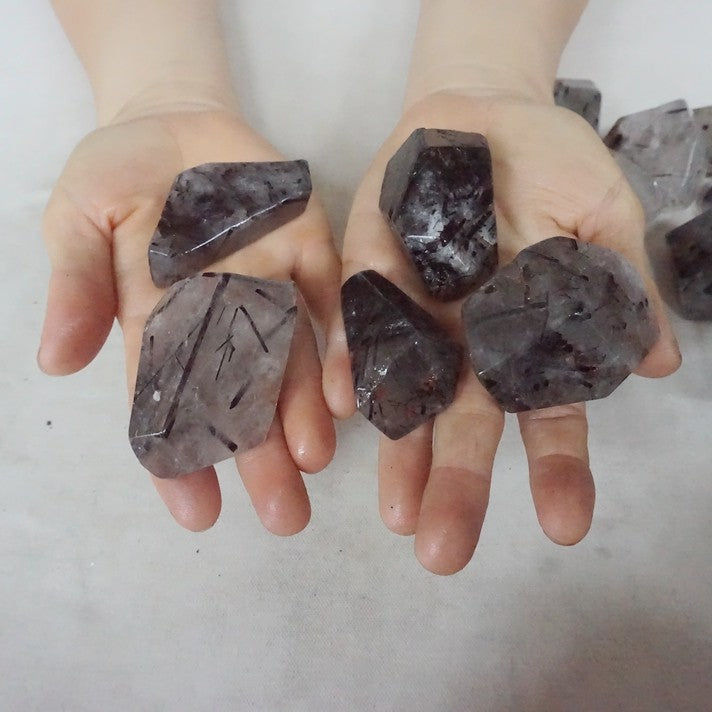 2KG  4.4LB 30Pcs Natural Black Hair Tourmaline Quartz Crystal Stone Tumbled Healing Bulk