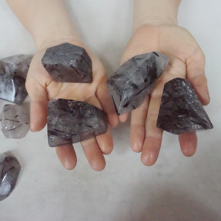 2KG  4.4LB 30Pcs Natural Black Hair Tourmaline Quartz Crystal Stone Tumbled Healing Bulk