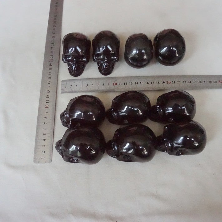 6.8LB 10Pcs Natural Black Obsidian Quartz Crystal Skull Head Carving Healing 8cm