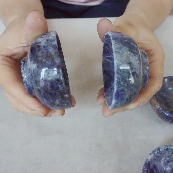 10Pcs 3.3LB Natural Blue Sodalite Stone Quartz Crystal Bowl Carving Healing wholesales