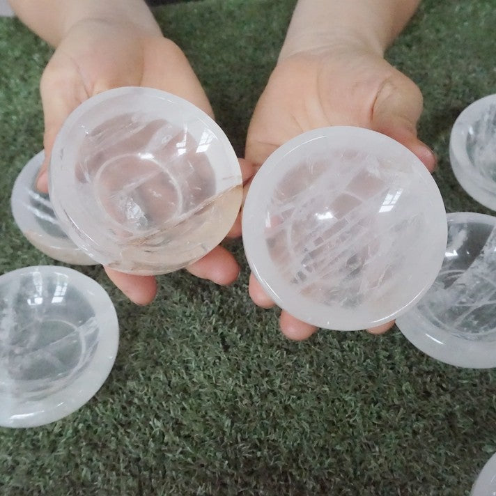 10Pcs 4.6LB Natural White Clear Quartz Crystal Bowl Carving Healing Wholesales