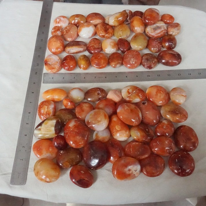 5KG 11LB 70Pcs Natural Red Carnelian Agate Crystal Palm Stone Polished Healing