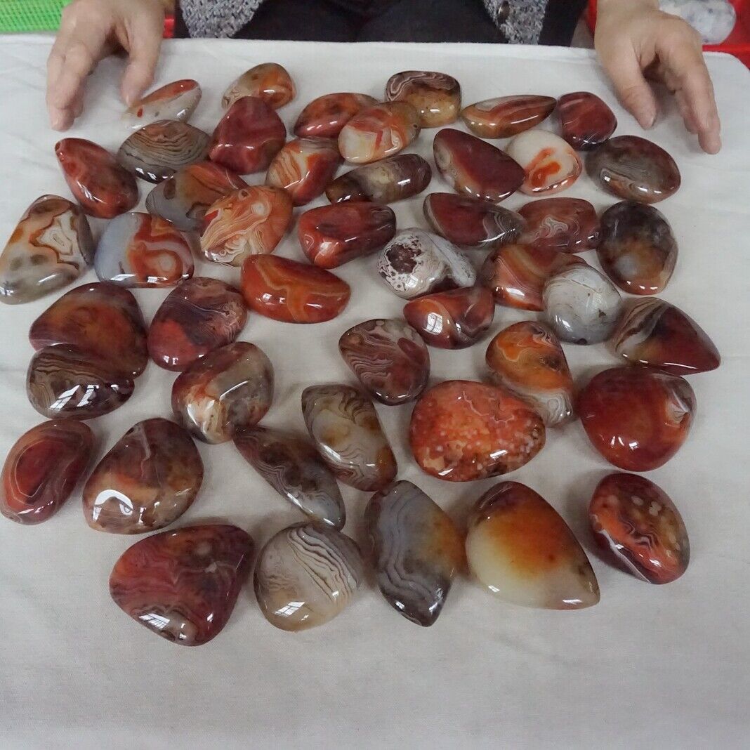 5Kg 11LB 46Pcs Natural Band Sardonyx Carnelian Agate Crystal Palm Stone Healing