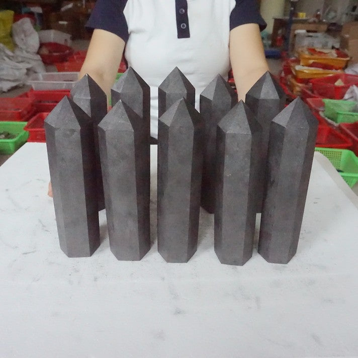 10Pcs 5KG Big Natural Shungite Protect Radiation Crystal Point Tower Healing Russia