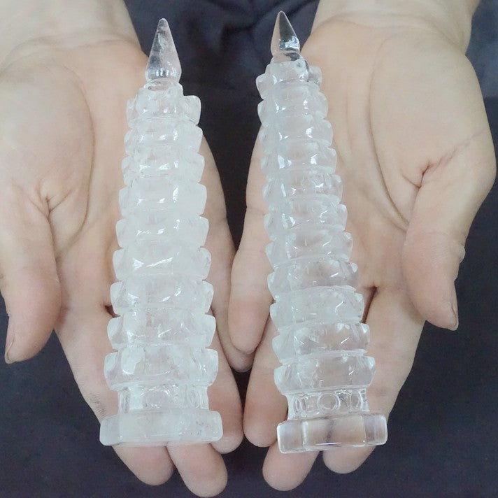 10Pcs Cute Natural Clear Quartz Crystal Point wenchang Tower Pagoda Healing