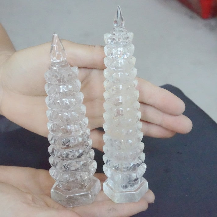 10Pcs Cute Natural Clear Quartz Crystal Point wenchang Tower Pagoda Healing