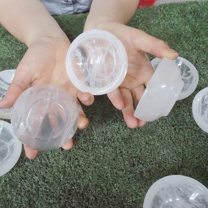 10Pcs 4.6LB Natural White Clear Quartz Crystal Bowl Carving Healing Wholesales
