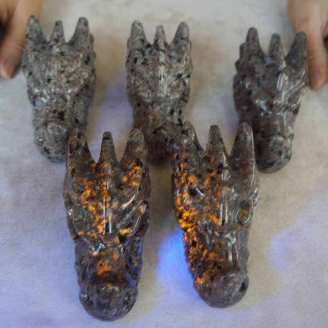 10Pcs 10cm Yooperlite Fire Stone Crystal Dragon Flashing Flame Under Ultraviolet