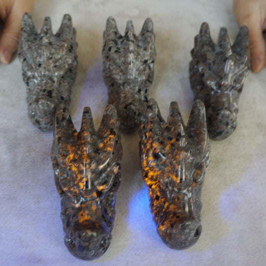 10Pcs 10cm Yooperlite Fire Stone Crystal Dragon Flashing Flame Under Ultraviolet