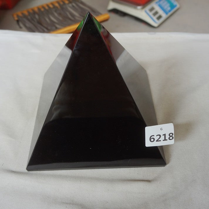 14.9LB 7.7" Natural Reiki Energy Charged Black Obsidian Pyramid Crystal Healing